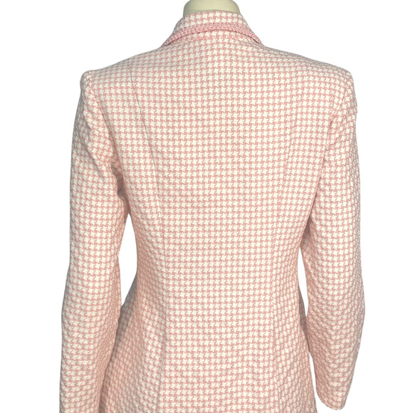 Vtg 90's Moda Int'l Sz 10 2 Pc Suit Blazer & Mini Skirt Pink Houndstooth Tweed - Picture 9 of 13